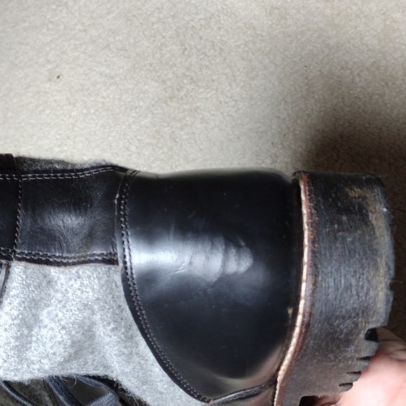Wolverine 1000 Mile men's black leather & gray wool ankle boots. Mint. Size 11.5 - Picture 14 of 16
